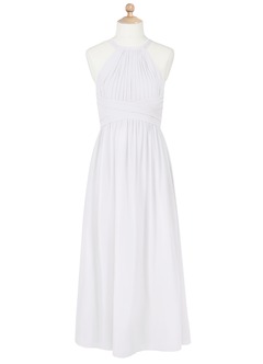 Azazie Melinda A-Line Pleated Chiffon Floor-Length Junior Bridesmaid Dress image7