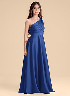 Azazie Charlize Junior Klä av A-Line i Stretch Satin Plisserad image3