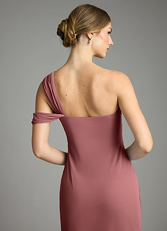 Azazie Tati Venta Final Vestido de Rosa Del Desierto de Malla de Corte Recto con Vestidos sin tirantes image6