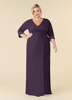 Azazie Rosena Mère de la mariée Robes Robe Fourreau en Maille Plissée Prune image7