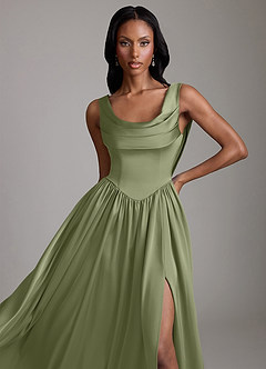 Azazie Novi Brautjungfernkleider A-Linie mit Taschen Stretch-Satin Kleid Gartensalbei image3