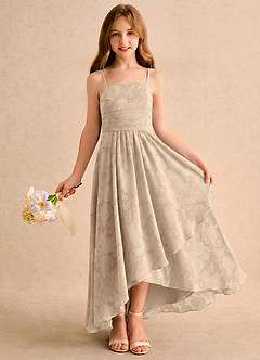 Azazie Twilight Girls Formal Flower Girl Klänningar Klänning A-linje i Blommig Utbrändhet Plisserad image1