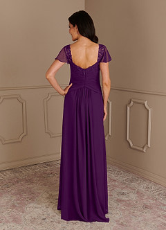 Azazie Gwenyth Mother of the Bride Dresses Grape A-Line Lace Chiffon Dress image2