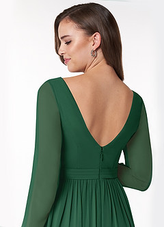 Azazie Teton Maternity Bridesmaid Dresses A-Line Long Sleeve Chiffon Floor-Length Dress image6