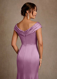 Azazie Aberdeen vestidos de madre de la novia Vestido de Glicinia de Satén Elástico de Corte Recto con Plisado image5