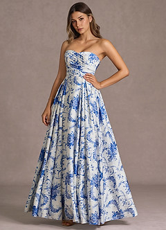 Maxi jurk Velisse Blauw En Wit Bloemenmotief image1