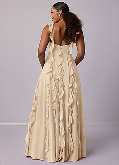 Barbie ♥ Azazie Bridesmaid Dresses Champagne A-Line with Pockets Chiffon Dress image11