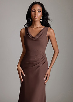 Azazie Linelle Bridesmaid Dresses Ganache Mermaid Pleated Chiffon Dress image3