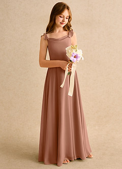 Azazie Puppy Girls Formal Flower Girl Dresses Bronzer A-Line Pleated Chiffon Dress image1