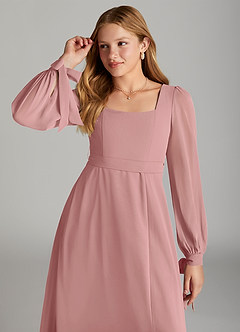 Azazie Leonia Junior Dusty Rose A-Line with Pockets Chiffon Dress image5