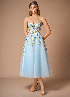 Iverine Sky Blue Multi Midi Dress image3