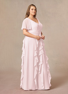 Azazie Watson Final Sale Blushing Pink A-Line V-Neck Chiffon Dress image9
