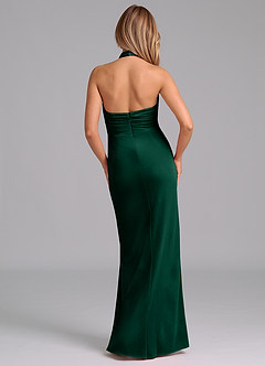 Azazie Jemma Bridesmaid Dresses Emerald Sheath Pleated Velvet Dress image7