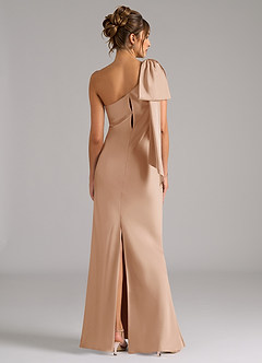 Azazie Capri Brautjungfernkleider Meerjungfrau-Linie One-Shoulder Stretch-Satin Kleid Englisches Rosa image2