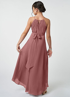 Azazie Oaklynn Junior Desert Rose A-Line Pleated Chiffon Dress image3