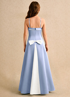 Azazie Izel Girls Formal Flower Girl Dresses Ivory Ice A-Line Pleated Matte Satin Dress image7
