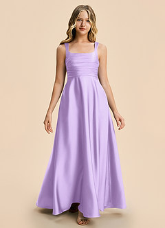 Azazie Azaria Junior A-Linie Plissee Stretch-Satin Kleid Flieder image5