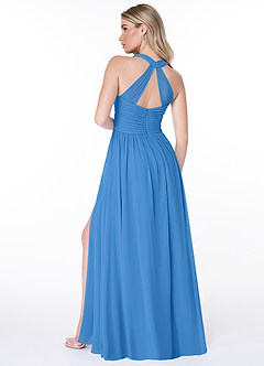 Azazie Jaclyn Bridesmaid Dresses Blue Jay A-Line Pleated Chiffon Dress image6