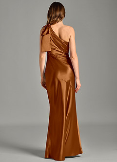 Azazie Yuanna 신부 들러리 드레스 인어 한쪽 어깨 메탈릭 새틴 바닥 길이 드레스 image6