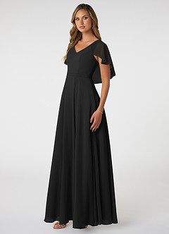 Azazie Jamie Brautjungfernkleider A-Linie Chiffon Kleid Schwarz image3