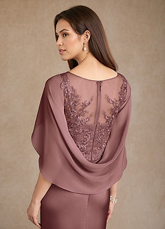 Azazie Hera Mother of the Bride Dresses Vintage Mauve A-Line Lace Stretch Satin Dress image6