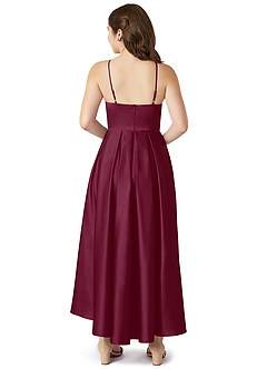 Azazie Jemima Junior Mulberry A-Line with Pockets Stretch Satin Dress image2