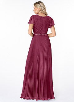 Azazie Kara Modest Bridesmaid Dresses A-Line Pleated Chiffon Floor-Length Dress image2