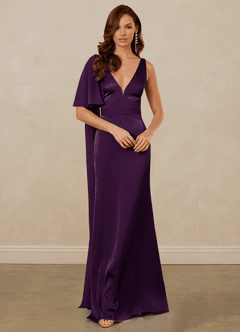 Christian Siriano Bridal for Azazie 1011 Brautjungfernkleider Meerjungfrau-Linie Schleifen Stretch-Satin Kleid Traube image3
