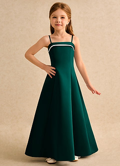 Azazie Izel Girls Formal Flower Girl Klänningar Klä A-Line i Matt satäng Plisserad image5