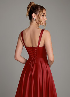 Azazie Azaria Robes de demoiselle d'honneur Robe Trapèze en Satin extensible Corset Grenade image2