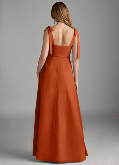 Azazie Lizet Bridesmaid Dresses Burnt Orange A-Line Sweetheart Neckline Chiffon Dress image2