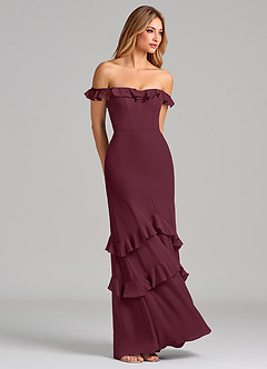 Azazie Marilynn Final Sale Cabernet Mermaid Off the Shoulder Chiffon Dress image4