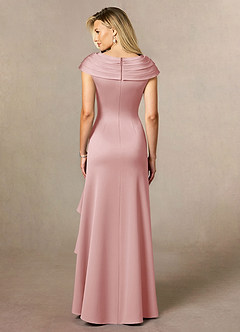 Azazie Anderson Mother of the Bride Dresses Powder Pink A-Line Pleated Stretch Satin Dress image2