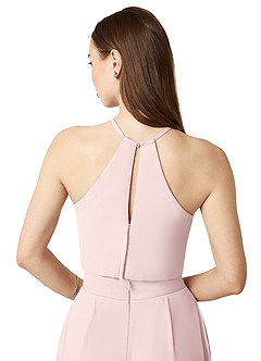 Azazie Kenzi Bridesmaid Dresses Blushing Pink Pleated Chiffon Jumpsuit image6
