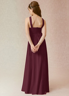 Azazie Jiya Junior Abito A-Line in Chiffon Plissettato Cabernet image2