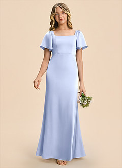 Azazie Chace Junior Ice Sheath Stretch Satin Dress image1