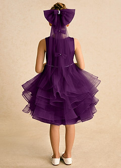 Azazie Tinie Blumenmädchenkleider Ballkleid Schleifen Tüll Kleid Traube image6