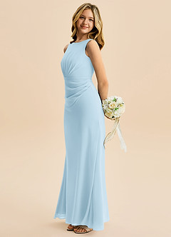 Azazie Floris Junior Linia A Pofałdowany Szyfon Długość podłogi Młodsza druhna Sukienka image5