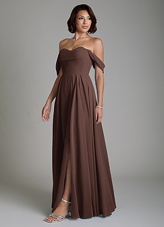 Azazie Loisa Brautjungfernkleider Wandelbar A-Linie Korsett Chiffon Kleid Ganache image7