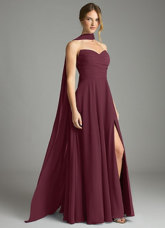 Azazie Ayla Abiti da Damigella Abito A-Line in Chiffon Scollo a Cuore Cabernet image1