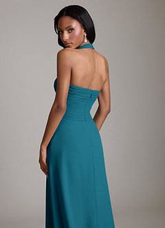 Azazie Clarisa Bridesmaid Dresses Ink Blue A-Line Pleated Chiffon Dress image4