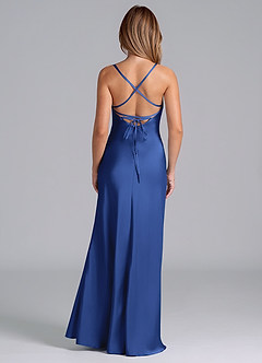 Azazie Seema Bridesmaid Dresses Royal Blue Mermaid Corset Stretch Satin Dress image7