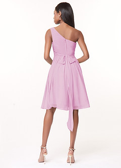 Azazie Katrina Bridesmaid Dresses Candy Pink A-Line One Shoulder Chiffon Dress image2