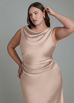 Azazie Kieryn Brautjungfernkleider Meerjungfrau-Linie Plissee Stretch-Satin Kleid Englisches Rosa image12