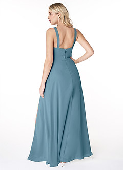 Azazie Jay Bridesmaid Dresses Bermuda A-Line Square Neckline Side Slit Chiffon Dress image2