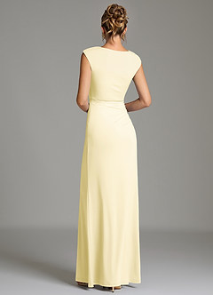 Azazie Chantal Bridesmaid Dresses Lemon Sorbet Mermaid Pleated Premium Stretch Jersey Dress image2