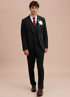 front Ethan Black Refined Weave Suit Jacket