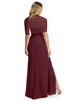 Azazie Zia Bridesmaid Dresses Cabernet Sheath Side Slit Chiffon Convertible Dress image5