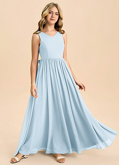 Azazie Hathaway Junior Sky Blue A-Line Bow Chiffon Dress image2