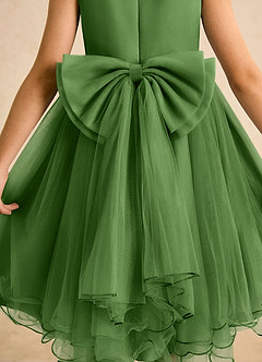 Azazie Lass Robe Demoiselle D'honneur Fillette Robe Trapèze en Tulle Nœud Basilic image6